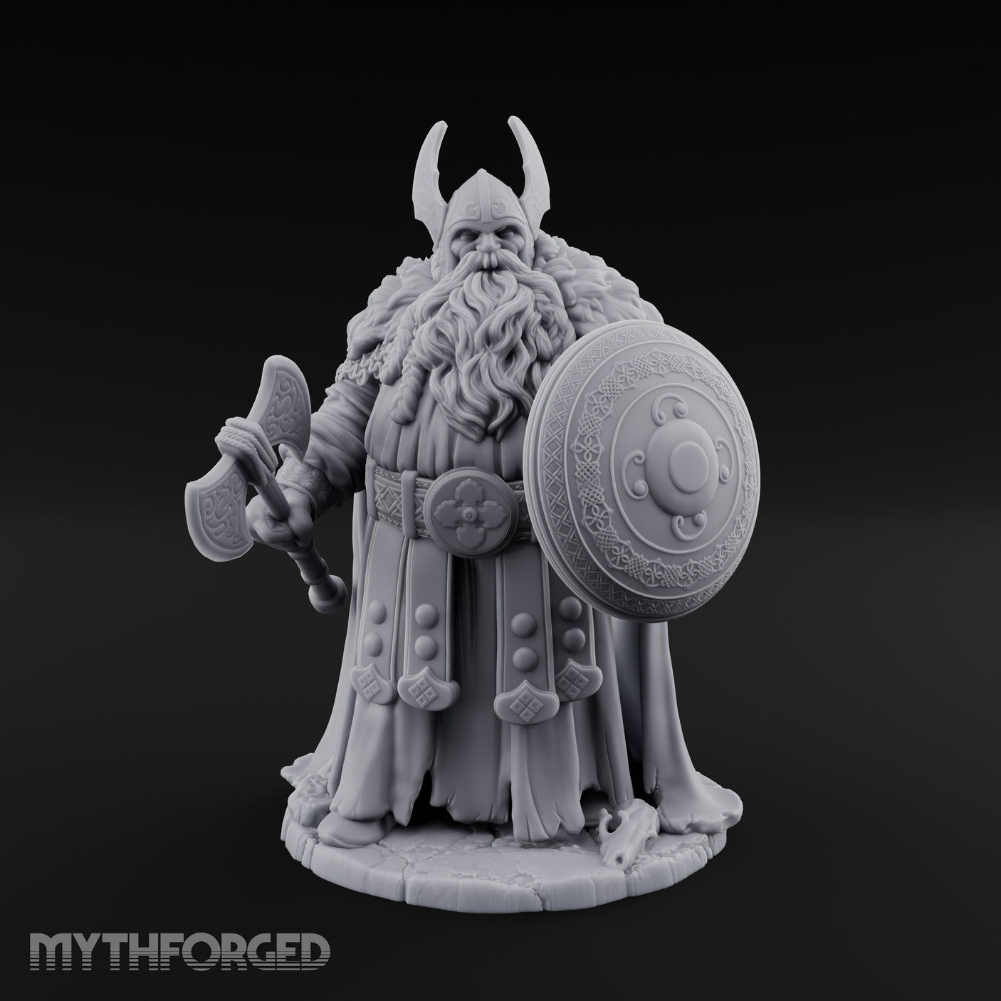 Axe Lowered Shield Bearing Dwarf Warlord Miniature for Dungeons and Dragons, Pathfinder or other TTRPGs