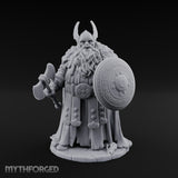 Axe Lowered Shield Bearing Dwarf Warlord Miniature for Dungeons and Dragons, Pathfinder or other TTRPGs