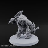 Axe Overhead Swinging Ursine Barbarian Miniature for Dungeons and Dragons, Pathfinder or other TTRPGs