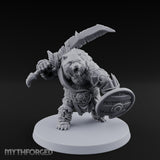 Axe Overhead Swinging Ursine Barbarian Miniature for Dungeons and Dragons, Pathfinder or other TTRPGs