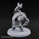 Axe Overhead Swinging Ursine Barbarian Miniature for Dungeons and Dragons, Pathfinder or other TTRPGs