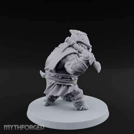 Axe Overhead Swinging Ursine Barbarian Miniature for Dungeons and Dragons, Pathfinder or other TTRPGs