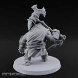 Axe Overhead Swinging Ursine Barbarian Miniature for Dungeons and Dragons, Pathfinder or other TTRPGs