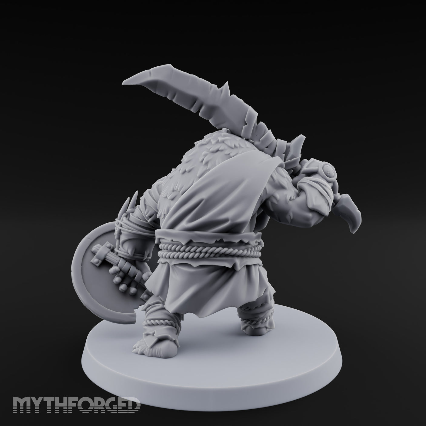 Axe Overhead Swinging Ursine Barbarian Miniature for Dungeons and Dragons, Pathfinder or other TTRPGs