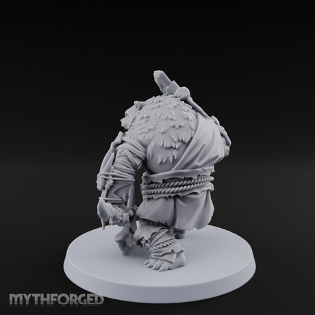 Axe Overhead Swinging Ursine Barbarian Miniature for Dungeons and Dragons, Pathfinder or other TTRPGs