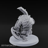 Axe Overhead Swinging Ursine Barbarian Miniature for Dungeons and Dragons, Pathfinder or other TTRPGs