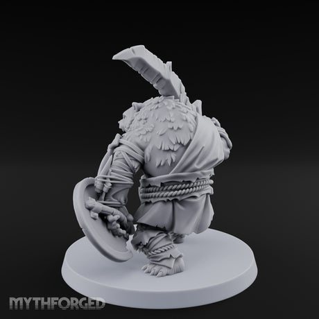 Axe Overhead Swinging Ursine Barbarian Miniature for Dungeons and Dragons, Pathfinder or other TTRPGs
