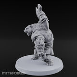 Axe Overhead Swinging Ursine Barbarian Miniature for Dungeons and Dragons, Pathfinder or other TTRPGs