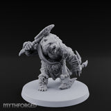 Axe Overhead Swinging Ursine Barbarian Miniature for Dungeons and Dragons, Pathfinder or other TTRPGs