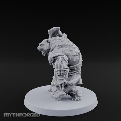Axe Overhead Swinging Ursine Barbarian Miniature for Dungeons and Dragons, Pathfinder or other TTRPGs