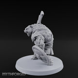 Axe Overhead Swinging Ursine Barbarian Miniature for Dungeons and Dragons, Pathfinder or other TTRPGs