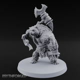 Axe Overhead Swinging Ursine Barbarian Miniature for Dungeons and Dragons, Pathfinder or other TTRPGs