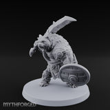 Axe Overhead Swinging Ursine Barbarian Miniature for Dungeons and Dragons, Pathfinder or other TTRPGs