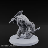 Axe Overhead Swinging Ursine Barbarian Miniature for Dungeons and Dragons, Pathfinder or other TTRPGs