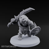 Axe Overhead Swinging Ursine Barbarian Miniature for Dungeons and Dragons, Pathfinder or other TTRPGs