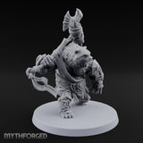 Axe Overhead Swinging Ursine Barbarian Miniature for Dungeons and Dragons, Pathfinder or other TTRPGs