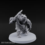 Axe Overhead Swinging Ursine Barbarian Miniature for Dungeons and Dragons, Pathfinder or other TTRPGs