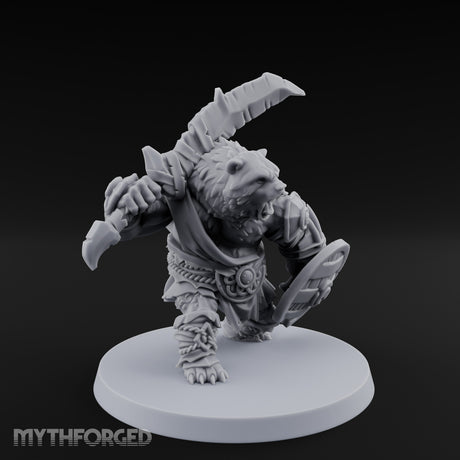 Axe Overhead Swinging Ursine Barbarian Miniature for Dungeons and Dragons, Pathfinder or other TTRPGs