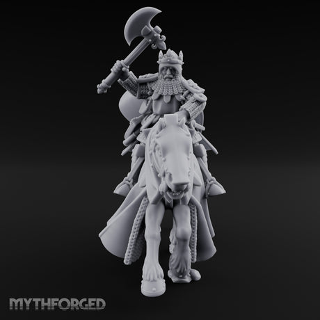 Axe Raised High Human King on Horseback Miniature for Dungeons and Dragons, Pathfinder or other TTRPGs