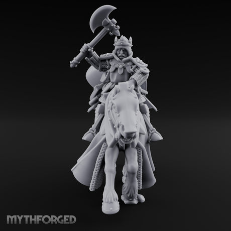 Axe Raised High Human King on Horseback Miniature for Dungeons and Dragons, Pathfinder or other TTRPGs