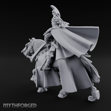 Axe Raised High Human King on Horseback Miniature for Dungeons and Dragons, Pathfinder or other TTRPGs