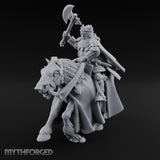 Axe Raised High Human King on Horseback Miniature for Dungeons and Dragons, Pathfinder or other TTRPGs