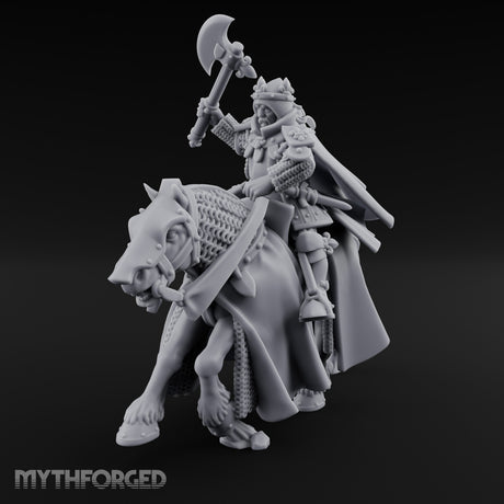 Axe Raised High Human King on Horseback Miniature for Dungeons and Dragons, Pathfinder or other TTRPGs