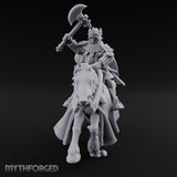 Axe Raised High Human King on Horseback Miniature for Dungeons and Dragons, Pathfinder or other TTRPGs