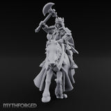 Axe Raised High Human King on Horseback Miniature for Dungeons and Dragons, Pathfinder or other TTRPGs