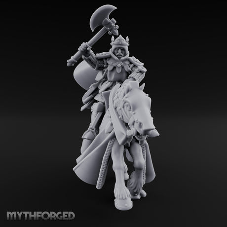 Axe Raised High Human King on Horseback Miniature for Dungeons and Dragons, Pathfinder or other TTRPGs