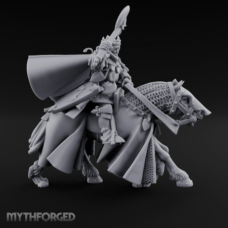 Axe Raised High Human King on Horseback Miniature for Dungeons and Dragons, Pathfinder or other TTRPGs