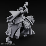 Axe Raised High Human King on Horseback Miniature for Dungeons and Dragons, Pathfinder or other TTRPGs