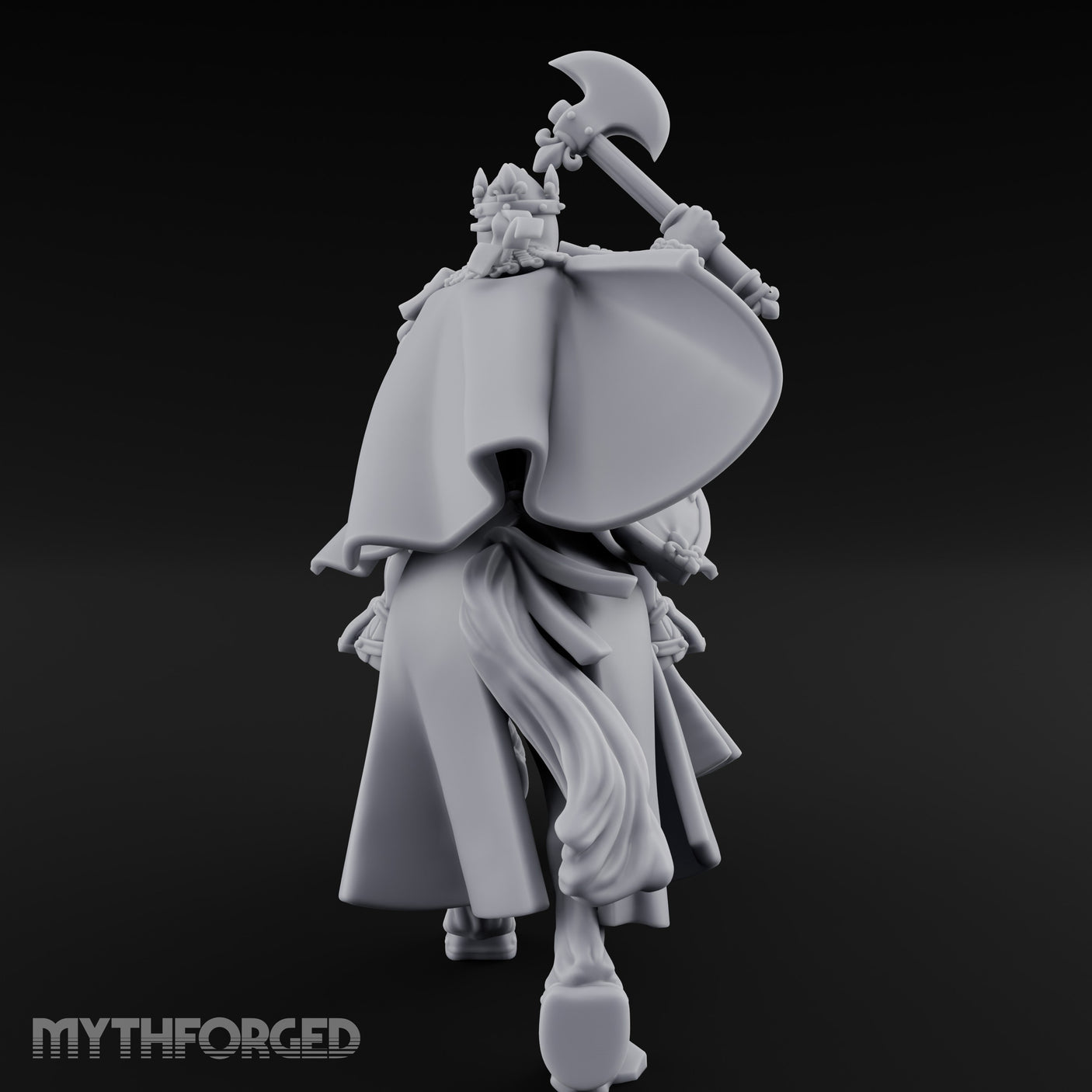 Axe Raised High Human King on Horseback Miniature for Dungeons and Dragons, Pathfinder or other TTRPGs