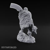 Axe Raised Striding Human Huntmaster Miniature for Dungeons and Dragons, Pathfinder or other TTRPGs