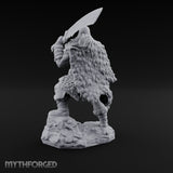 Axe Raised Striding Human Huntmaster Miniature for Dungeons and Dragons, Pathfinder or other TTRPGs