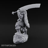 Axe Raised Striding Human Huntmaster Miniature for Dungeons and Dragons, Pathfinder or other TTRPGs