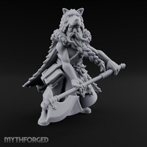 Axe Resting Braided Beard Druid Miniature for Dungeons and Dragons, Pathfinder or other TTRPGs
