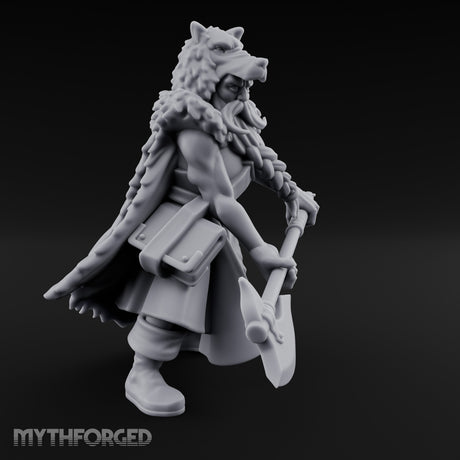 Axe Resting Braided Beard Druid Miniature for Dungeons and Dragons, Pathfinder or other TTRPGs