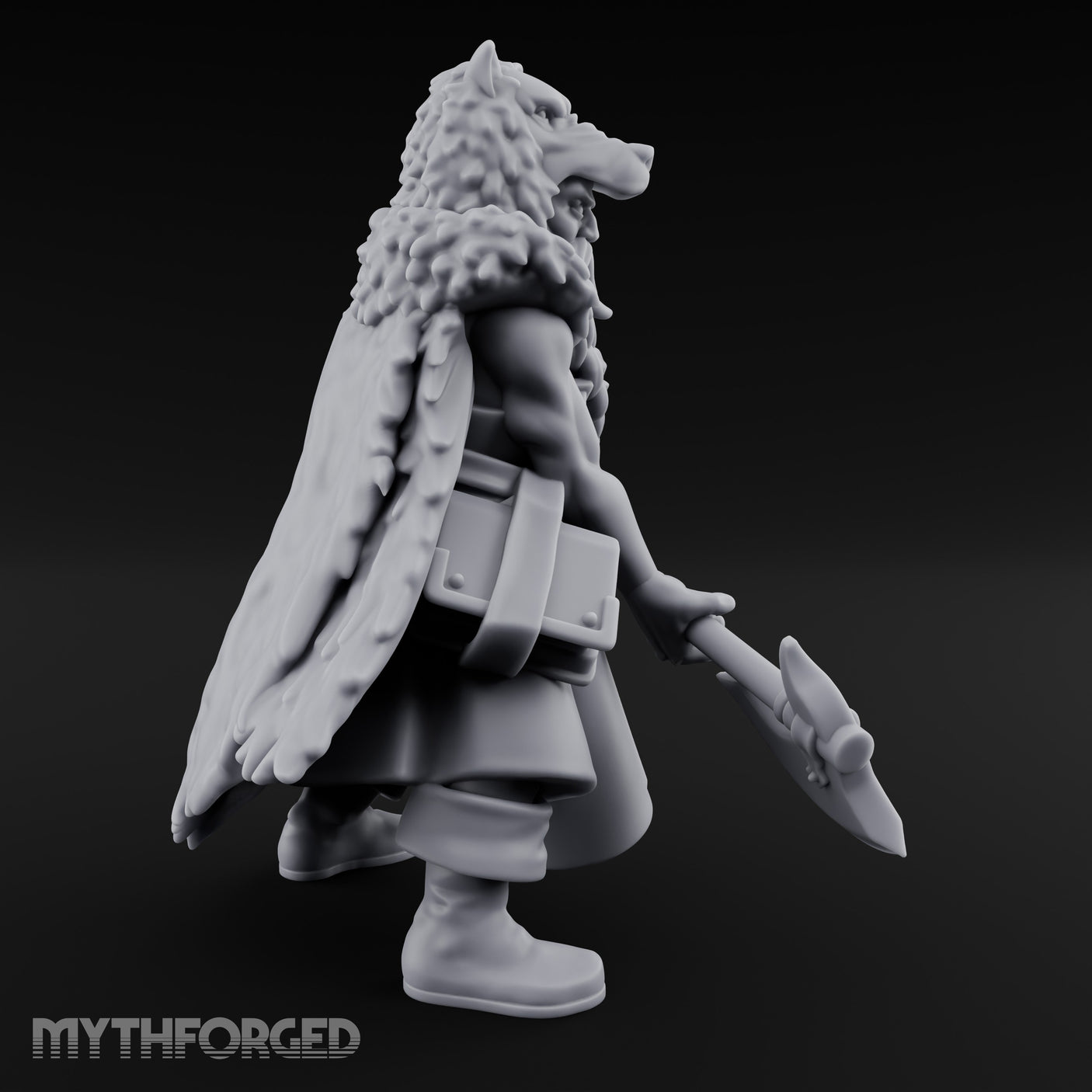 Axe Resting Braided Beard Druid Miniature for Dungeons and Dragons, Pathfinder or other TTRPGs