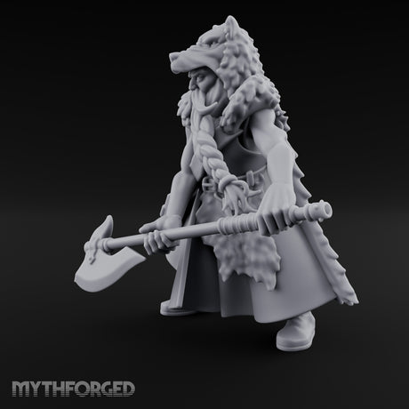 Axe Resting Braided Beard Druid Miniature for Dungeons and Dragons, Pathfinder or other TTRPGs