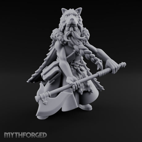 Axe Resting Braided Beard Druid Miniature for Dungeons and Dragons, Pathfinder or other TTRPGs