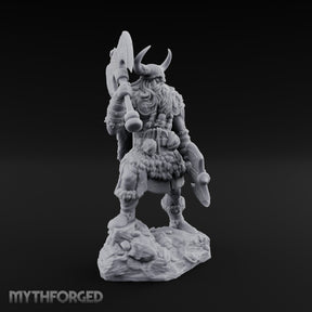 Axe Shouldered Knee Raised Human Viking Miniature for Dungeons and Dragons, Pathfinder or other TTRPGs
