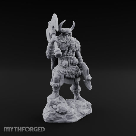Axe Shouldered Knee Raised Human Viking Miniature for Dungeons and Dragons, Pathfinder or other TTRPGs