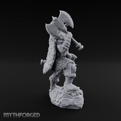 Axe Shouldered Knee Raised Human Viking Miniature for Dungeons and Dragons, Pathfinder or other TTRPGs
