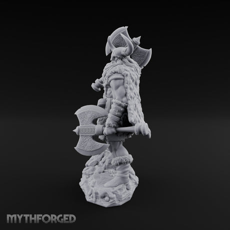 Axe Shouldered Knee Raised Human Viking Miniature for Dungeons and Dragons, Pathfinder or other TTRPGs