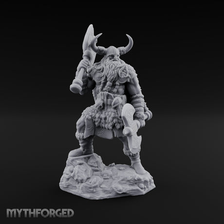 Axe Shouldered Knee Raised Human Viking Miniature for Dungeons and Dragons, Pathfinder or other TTRPGs