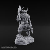 Axe Shouldered Knee Raised Human Viking Miniature for Dungeons and Dragons, Pathfinder or other TTRPGs