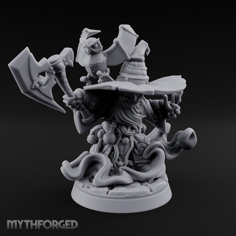 Axe Swinging Familiar Perching Gnome Warlock Miniature for Dungeons and Dragons, Pathfinder or other TTRPGs
