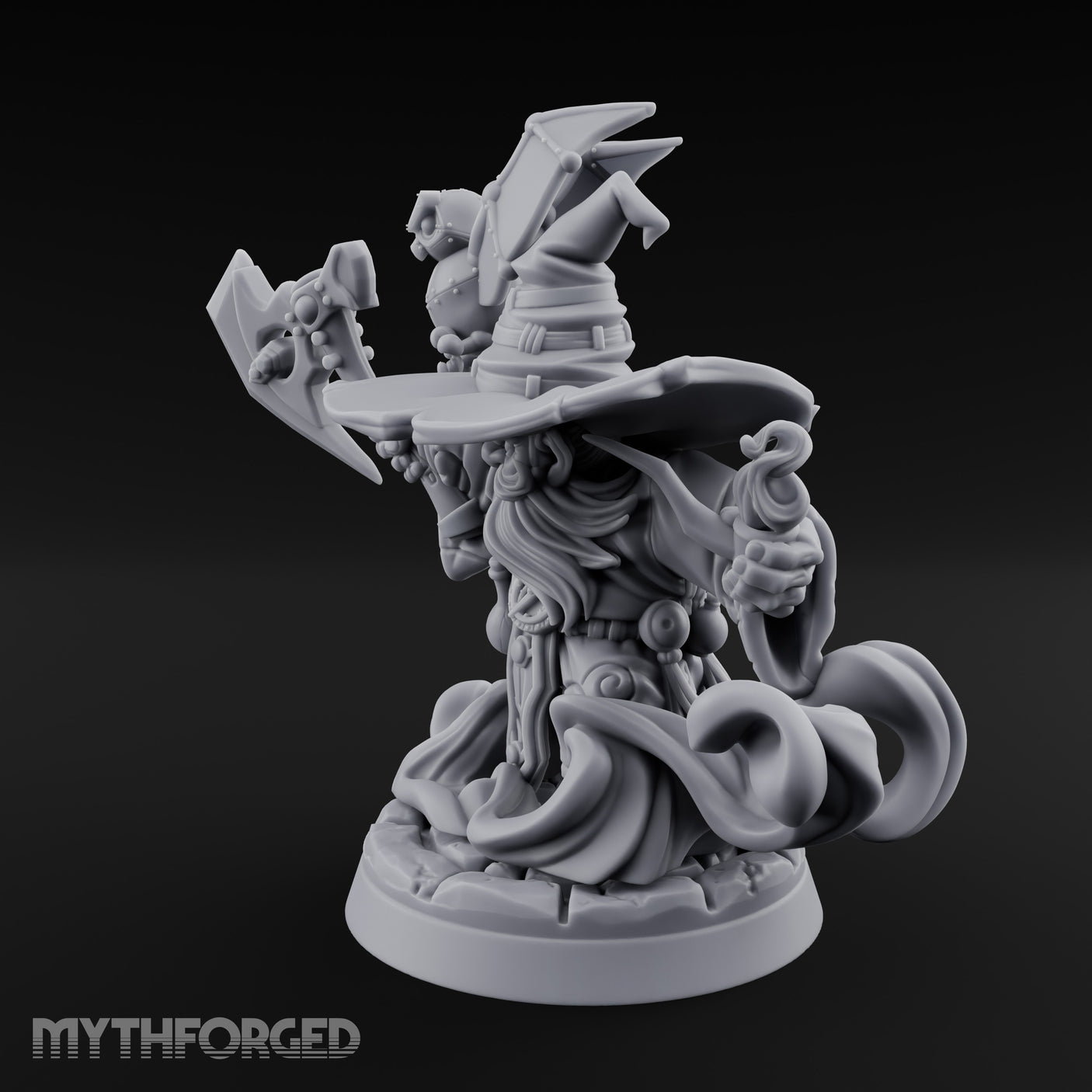 Axe Swinging Familiar Perching Gnome Warlock Miniature for Dungeons and Dragons, Pathfinder or other TTRPGs