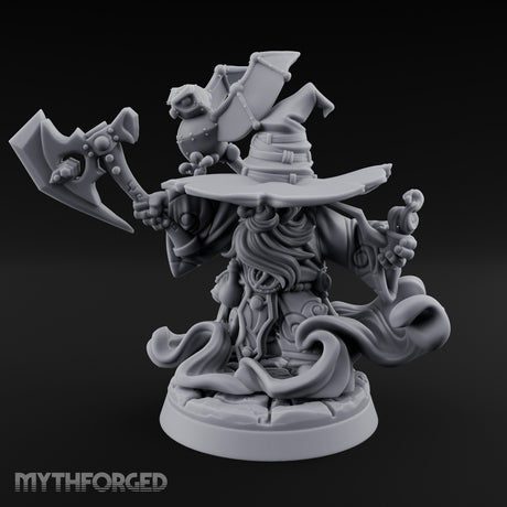 Axe Swinging Familiar Perching Gnome Warlock Miniature for Dungeons and Dragons, Pathfinder or other TTRPGs